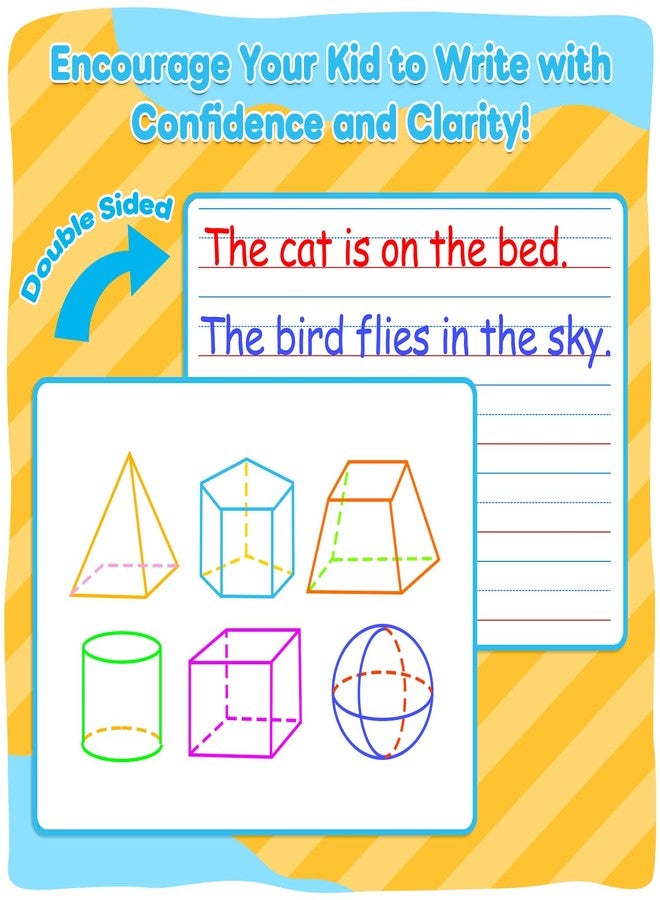 PraxiKidy 12 Pack Lined Ruled Dry Erase Flash Card, 9" x 12" Small White Board With Lines Sheets Chart for Students Handwriting Practice Kindergarten Classroom Teacher Homeschool Supplies Essential - Image 2